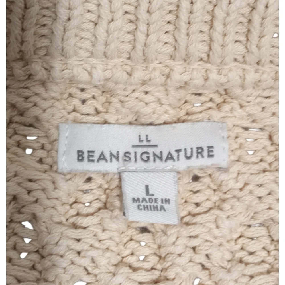 LL Bean Signature Womens Cotton Cable Knit Aran Fisherman Tunic Sweater Large